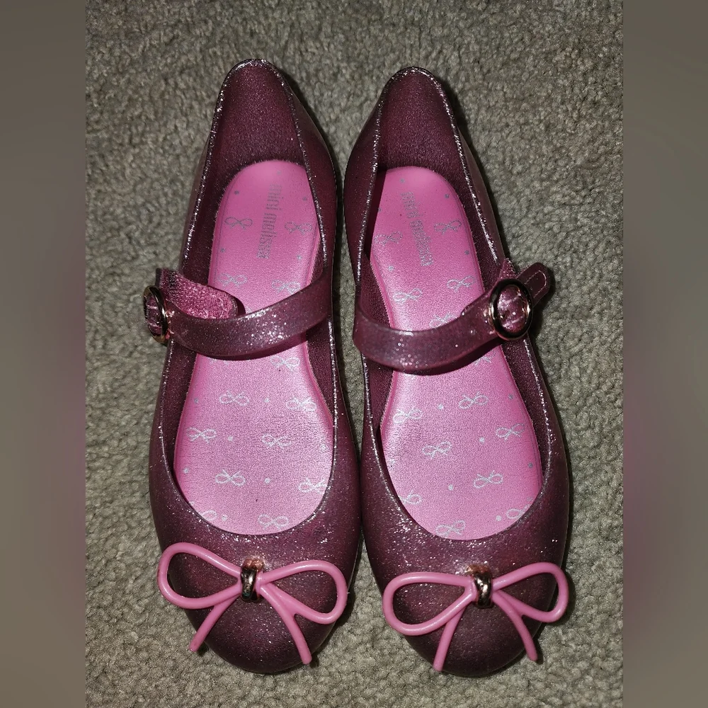 Mini Melissa Girls Glitter Pink Mary Janes
